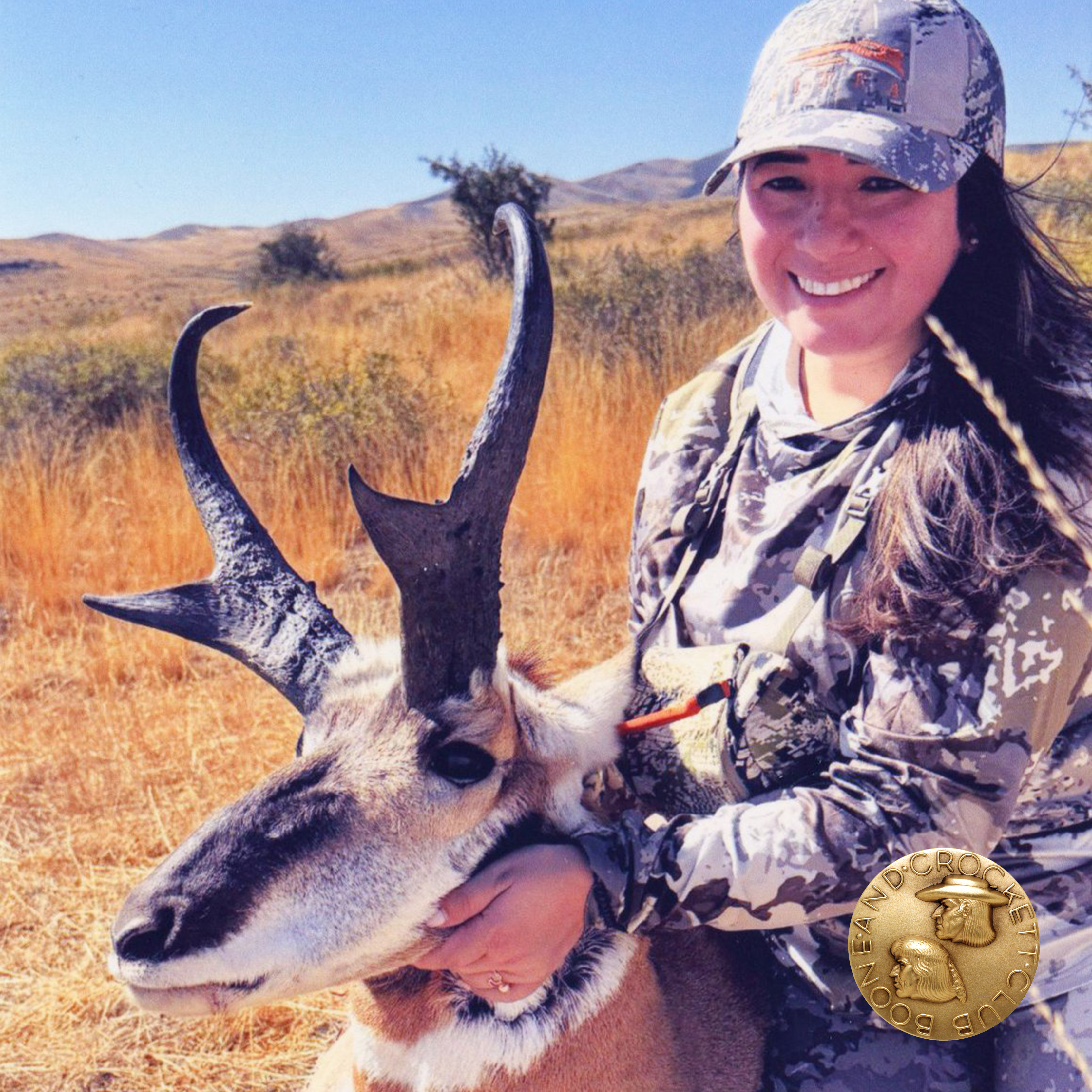 woman with pronghorn