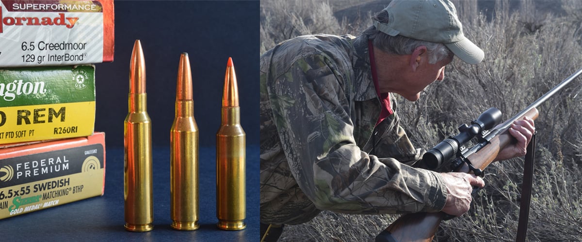 LEFT: The 1894 and 1896 Swedish Mausers fired the versatile 6.5x55. The .260 Remington on the .308 case matched it ballistically in 2001. The 6.5 Creedmoor permitted use of long bullets in 2009. RIGHT: Whatever your deer rifle, pre-season handling and firing from field positions make it more effective!