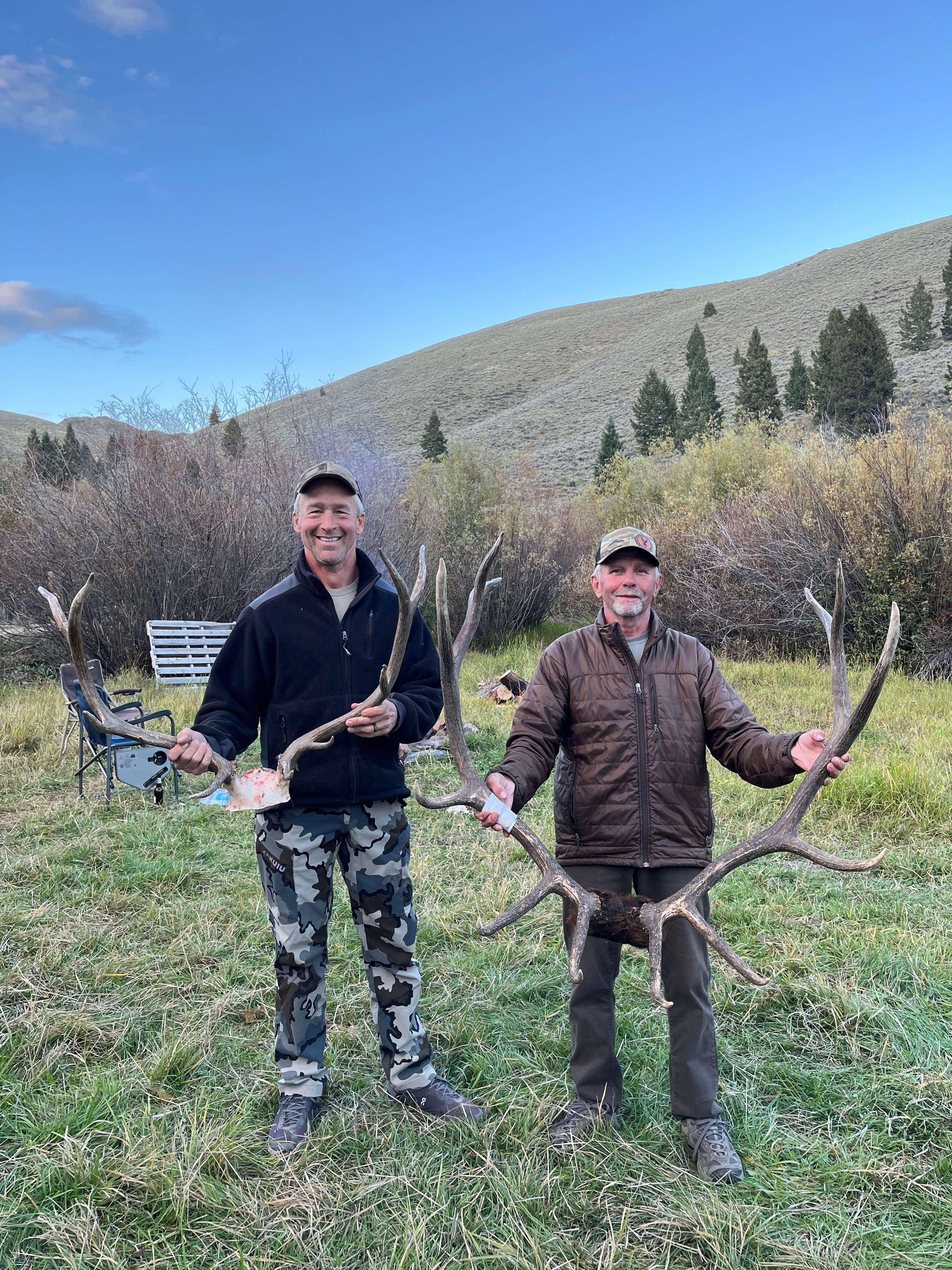 The author (left) and Mr. Preston with their 2023 public land archery bulls.