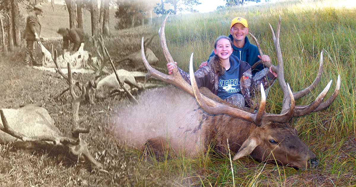 vintage vs present day collage elk hunting