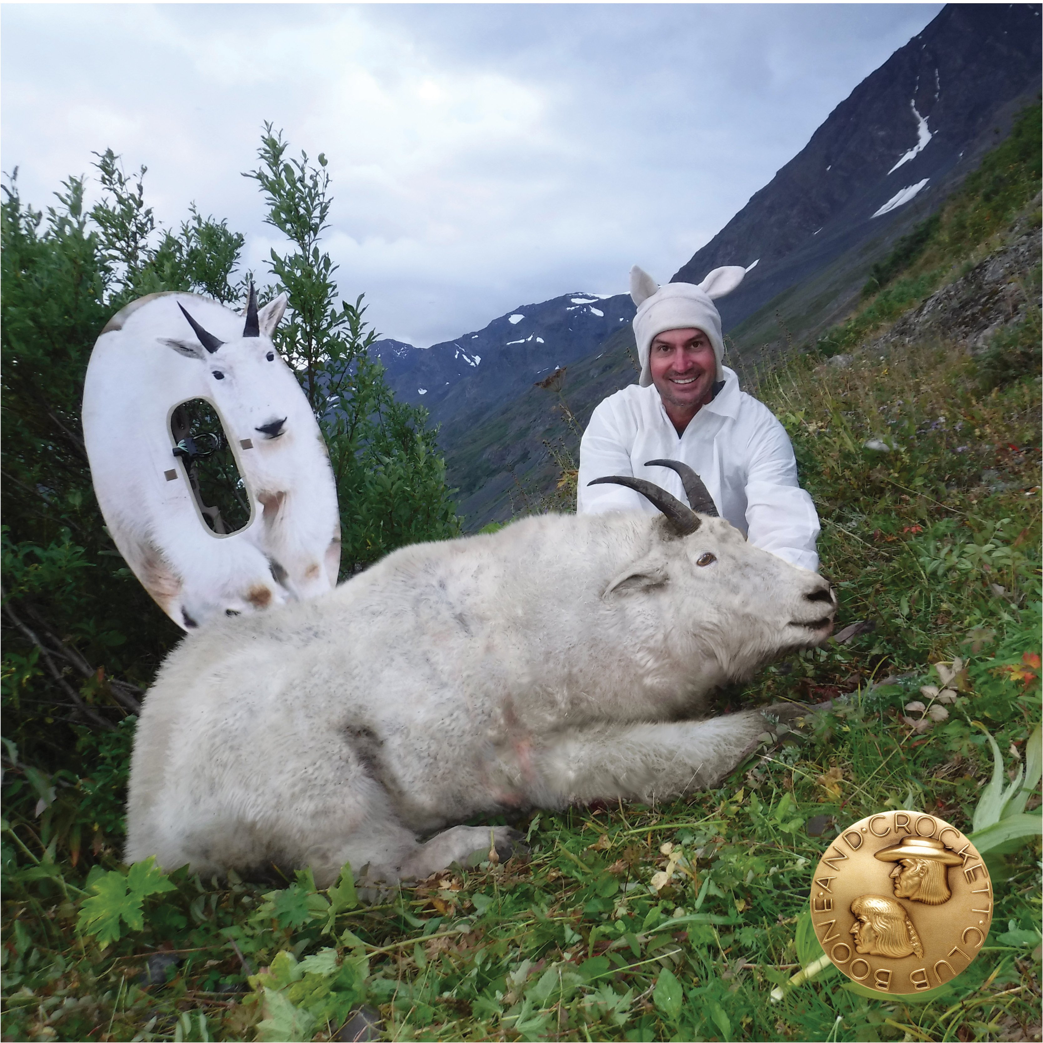 man with mountain goat