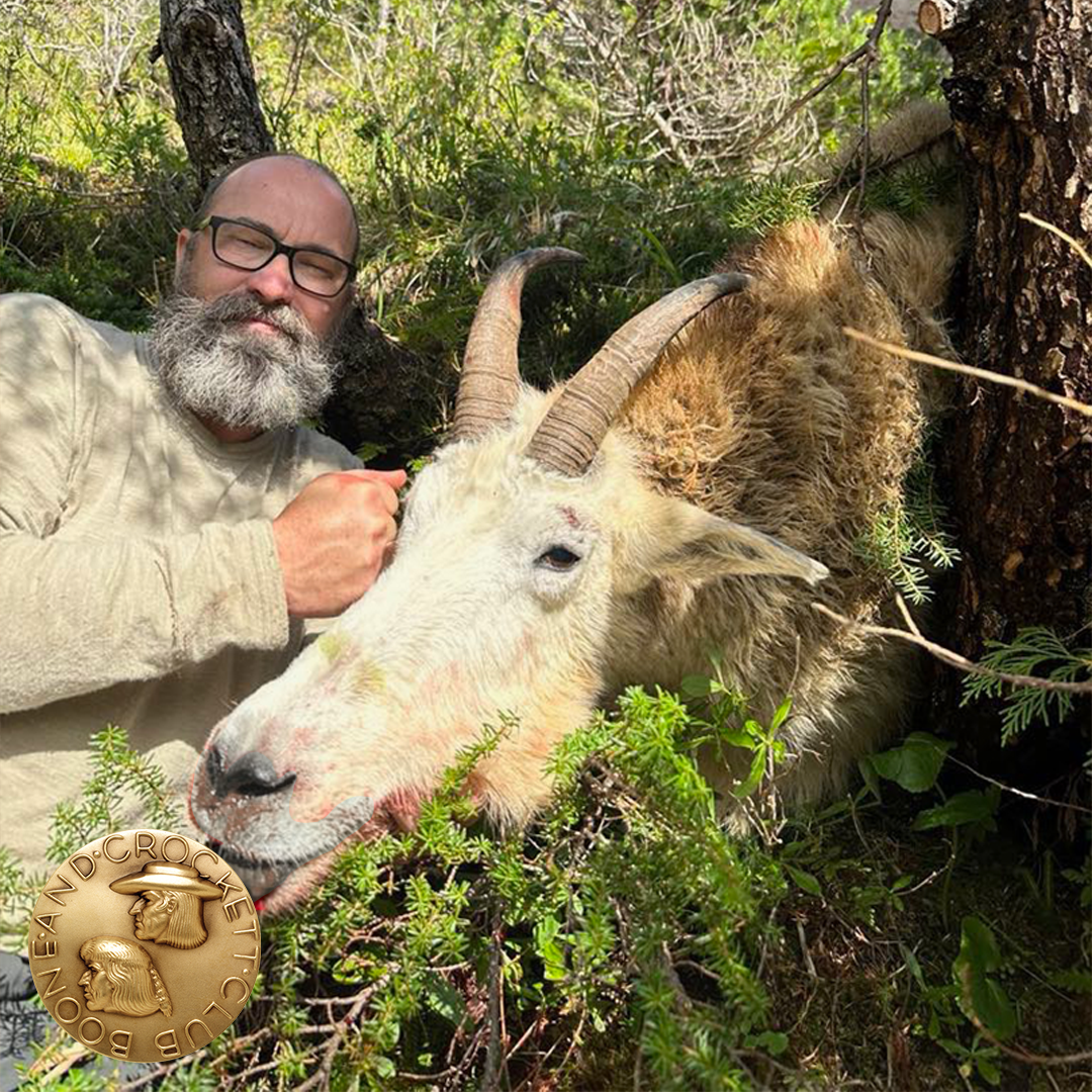 man with mountain goat