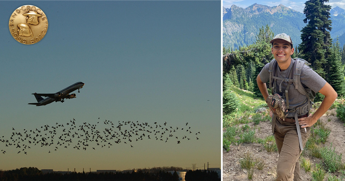 collage of plane flying and Marco Salvo