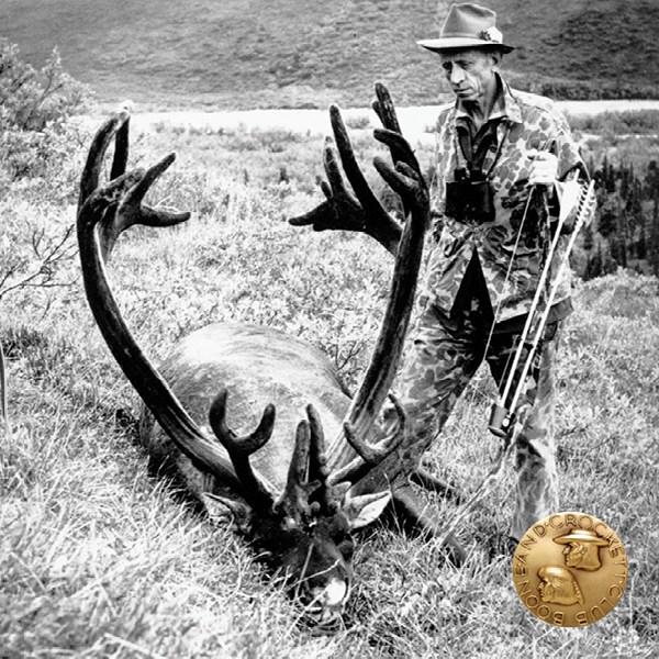 vintage photo of a man with a caribou