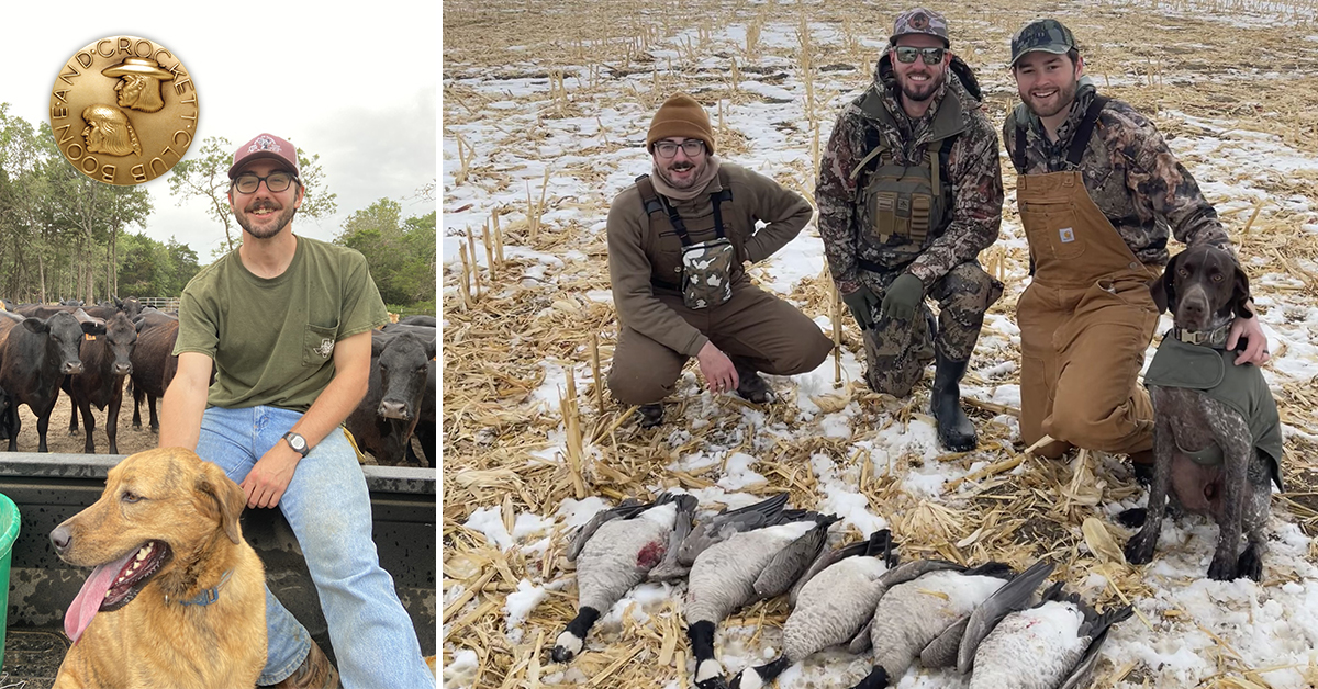 Zack Nowak hunting geese and with a dog