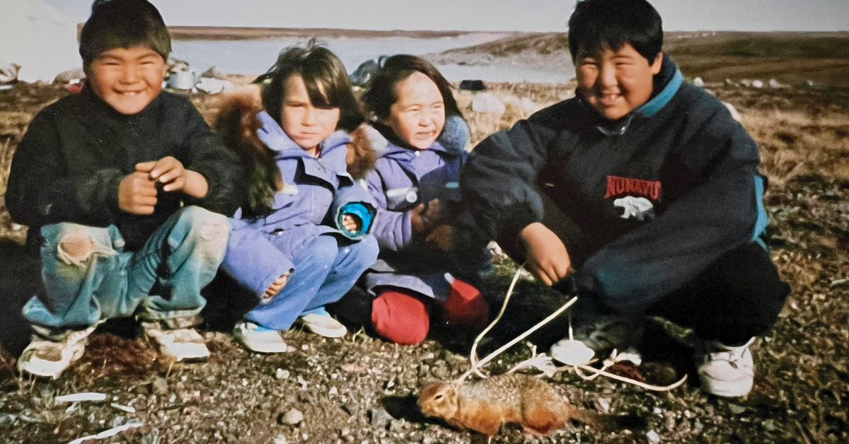 Inuit kid with squirrel