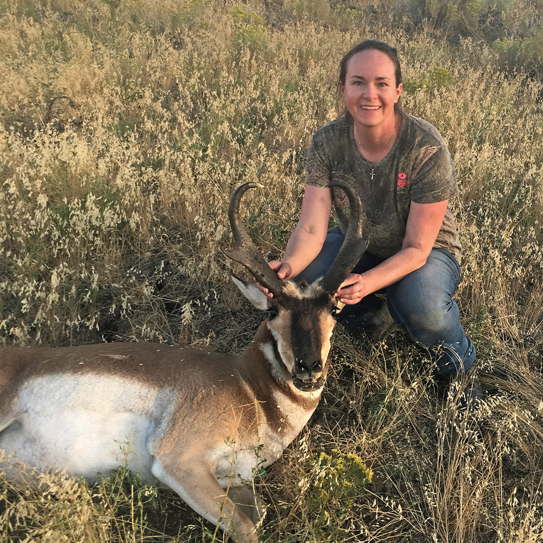 woman with pronghorn
