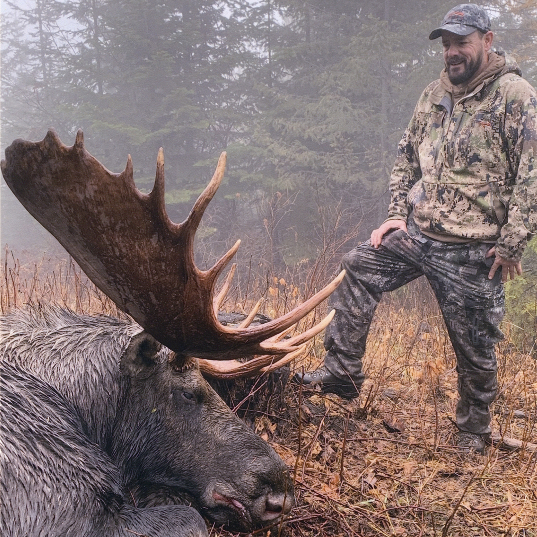 Aaron Robison with his harvested Alaska Yukon moose