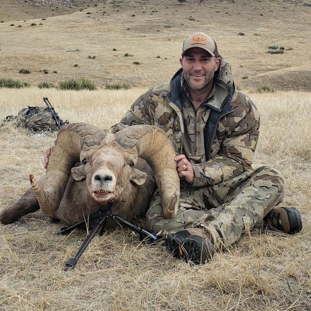 Grant Smith and his harvested bighorn sheep
