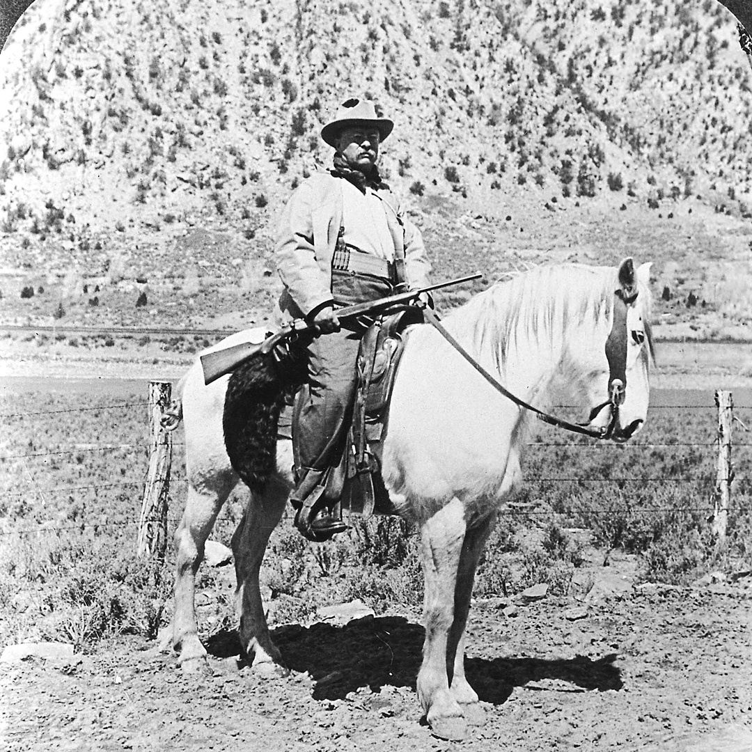 Theodore Roosevelt riding horse