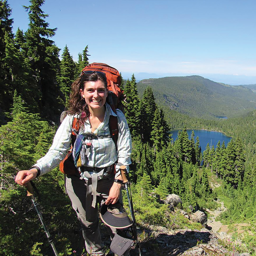 B&C Fellow Alejandra Zubiria Perez hiking a mountain