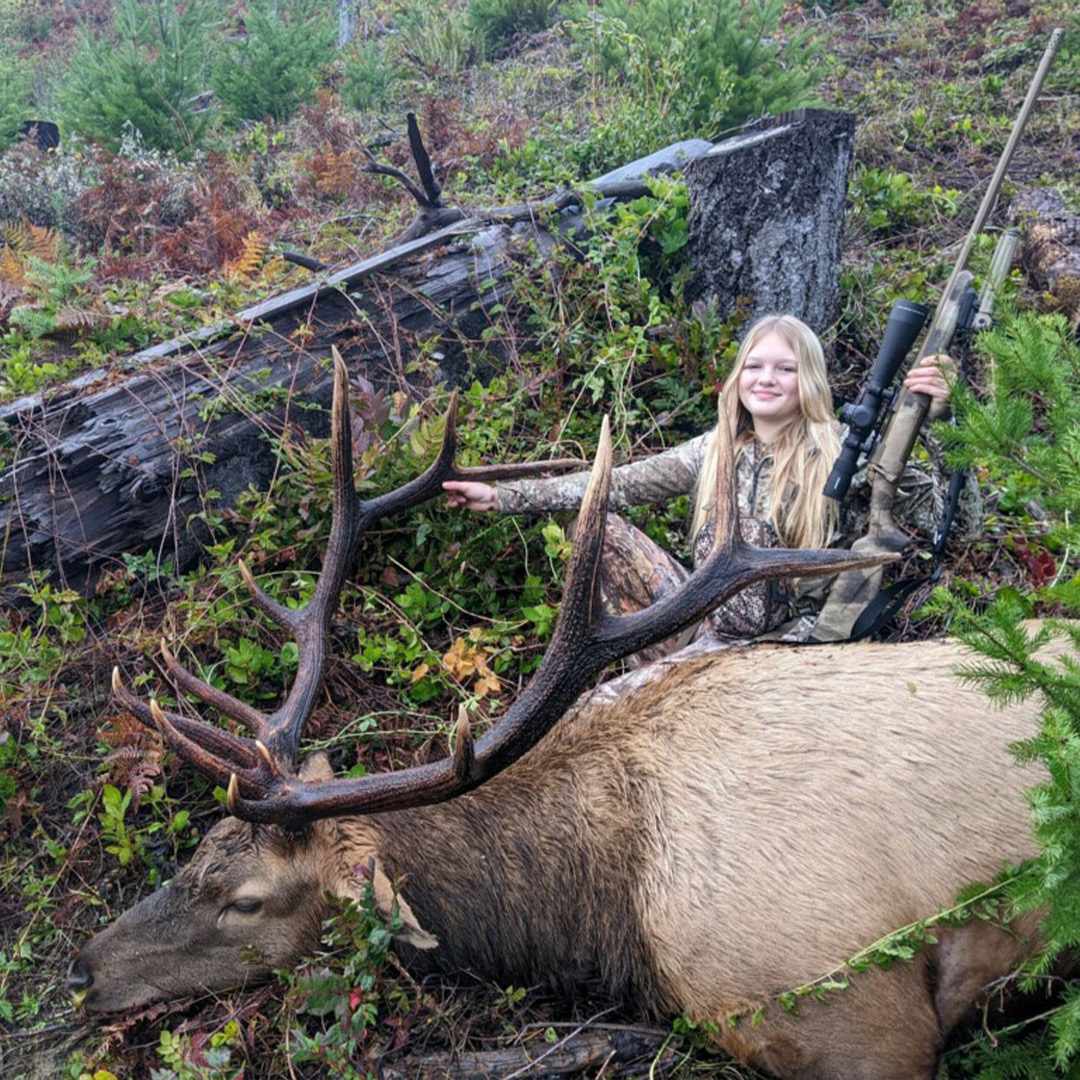 McKenize Spencer with her Roosevelt's elk