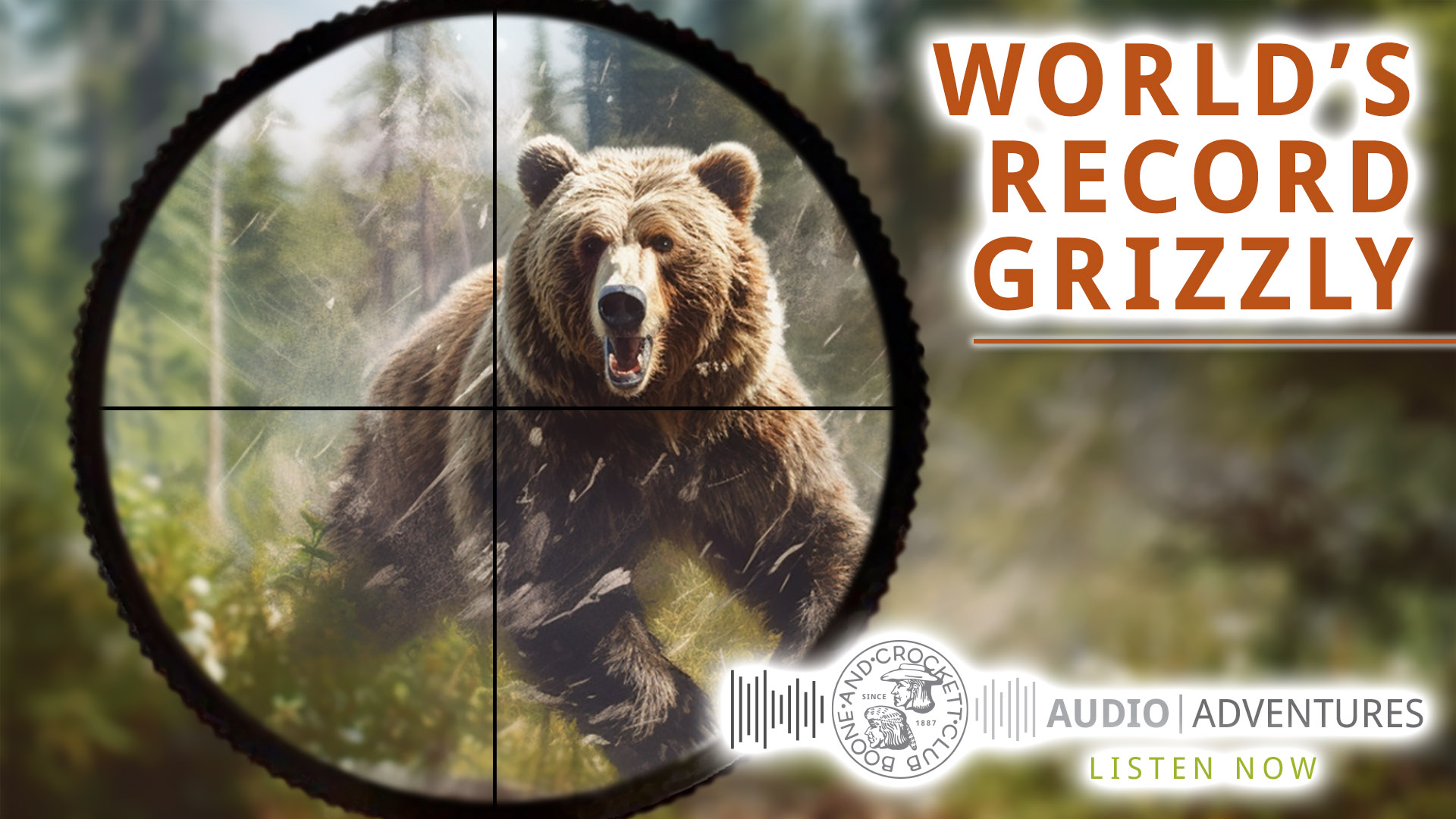 drawing of grizzly bear through hunting scope