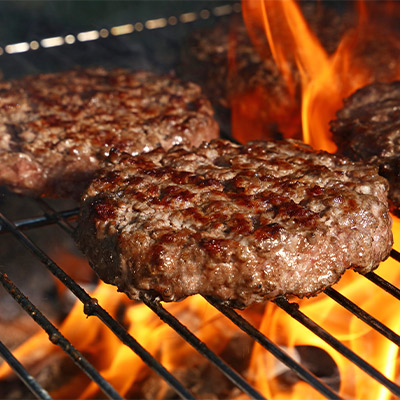 burgers on grill