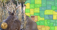 whitetail deer graphic with map