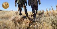 two hunters walking to harvest