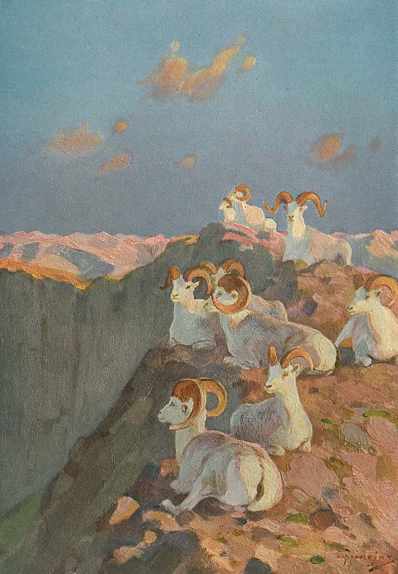 "In front of them were piled precipice upon precipice." A Rungius painting featured in Wilderness of the Upper Yukon.