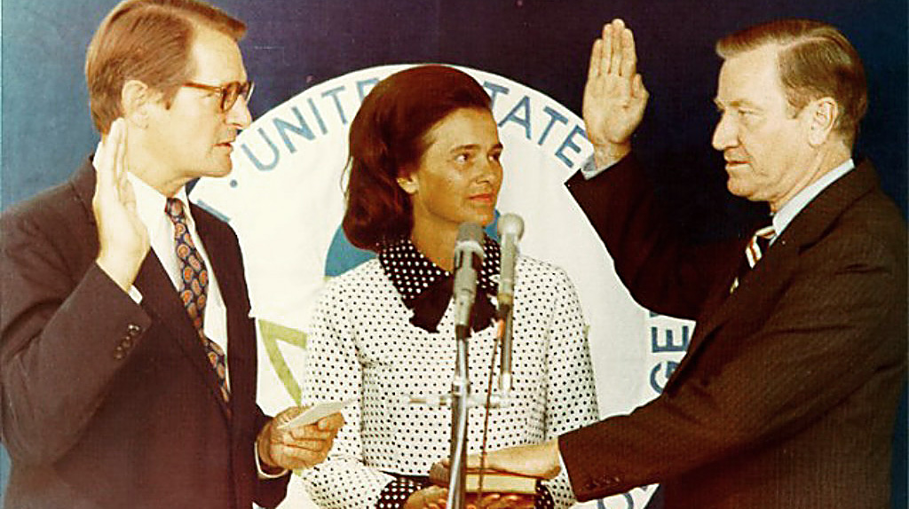 memberspotlight-russelltrain-swearingin1973.jpg